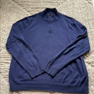 Nordstrom Blue Cashmere Blend Half Zip Up Sweater